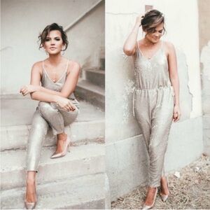 Free People Champagne Sequin Jumpsuit- New Years Ready!